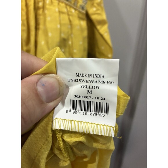 Avaasa Yellow Embroidered Kurta Dress Size M Long Sleeve Maxi Tunic India Made - Picture 7 of 7
